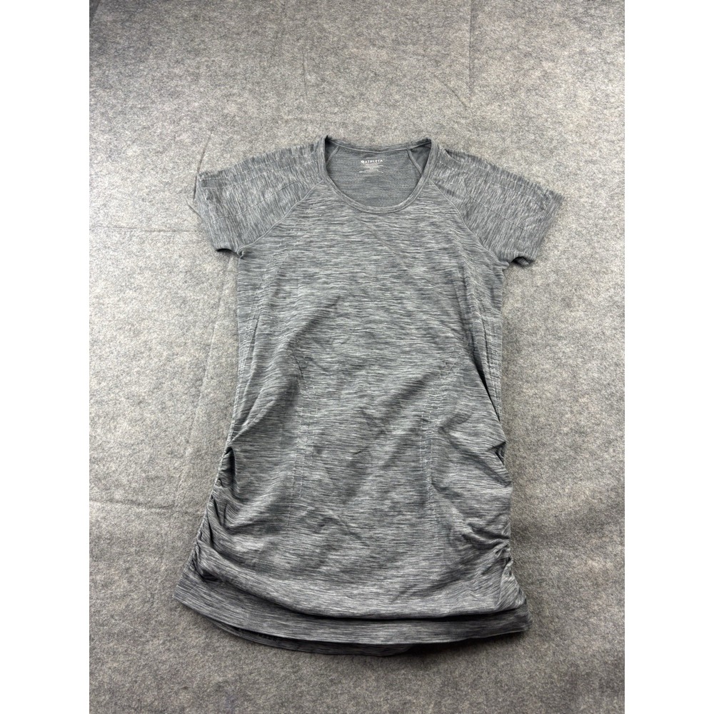 Athleta Women's XS Ruched Short Sleeve Shirt Gym Gray Activewear Pilates Yoga